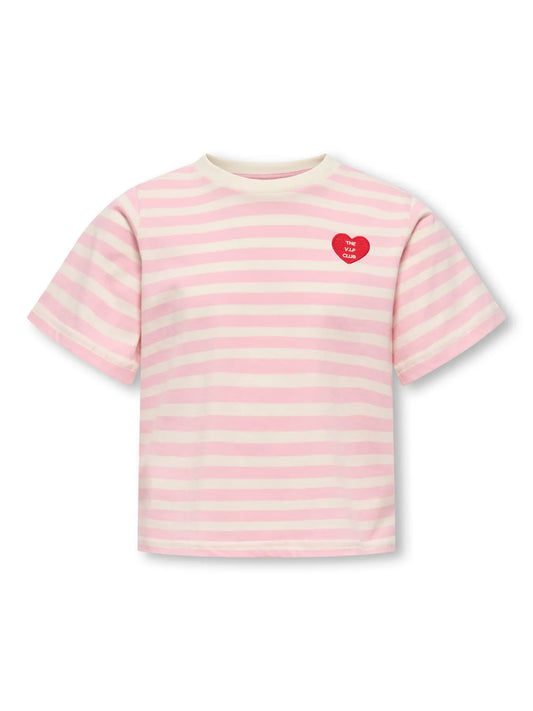 KIDS ONLY gestreept t-shirt roze voor meisjes - comfortabel katoenen shirt met trendy strepen