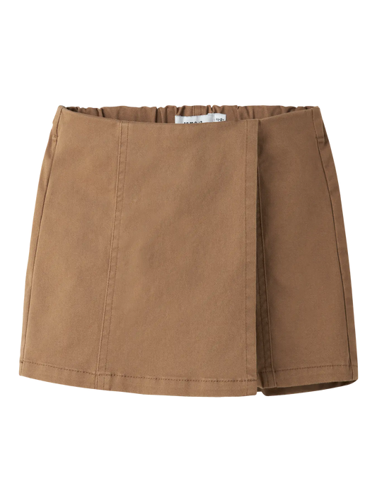 NAME IT meisjes skort toasted coconut bruin voorkant - rok short combinatie