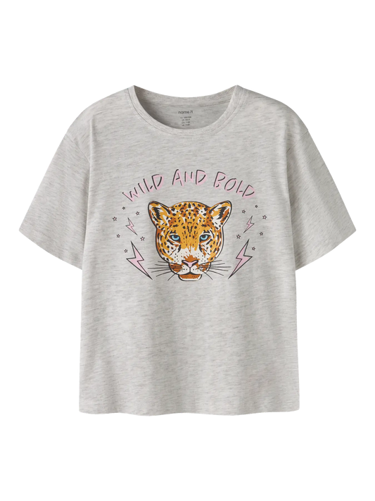 NAME IT meisjes t-shirt grijs voorkant - comfortabel katoenen shirt