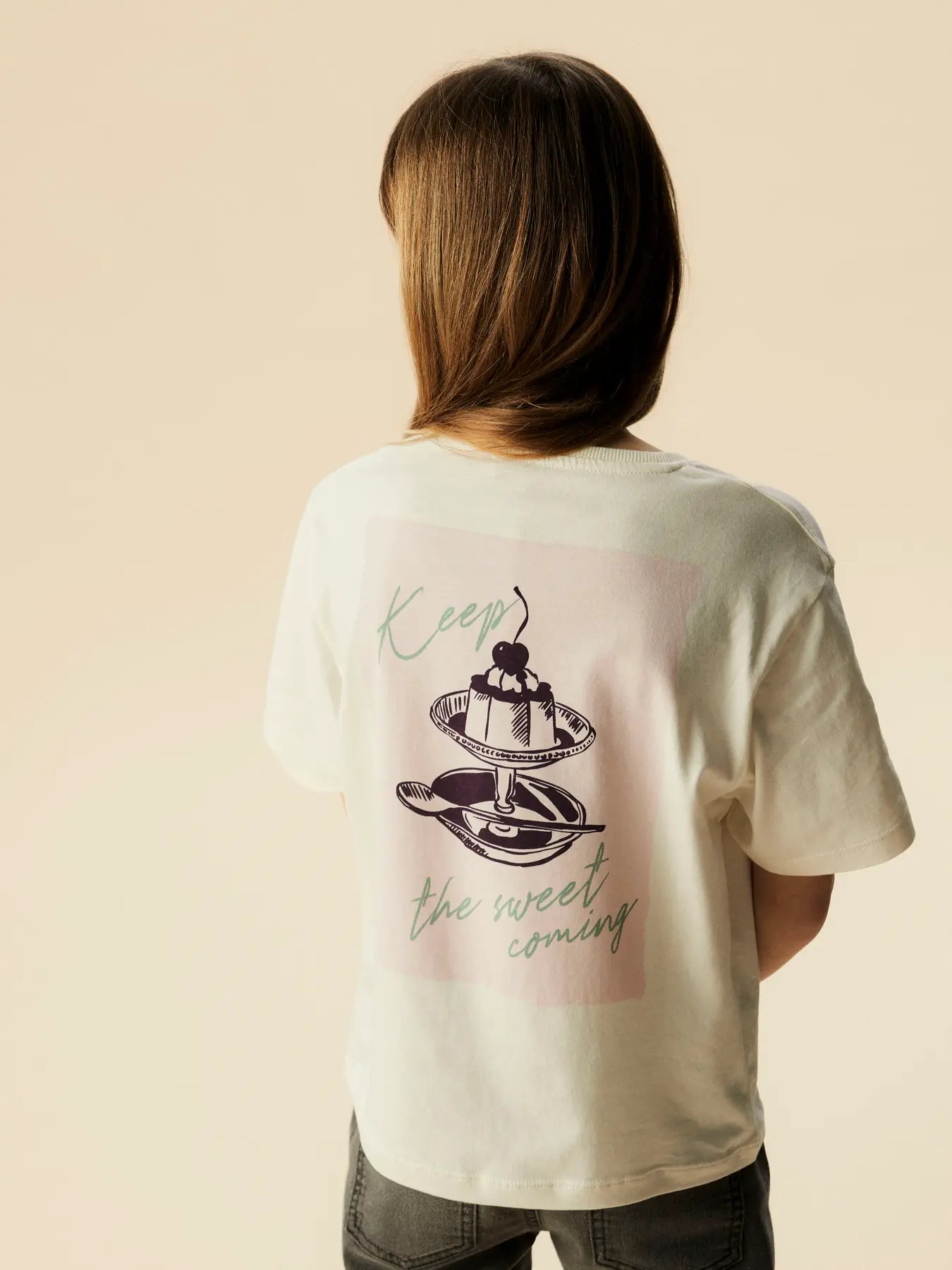 NAME IT meisjes t-shirt wit dessert print close-up - hoogwaardige kwaliteit