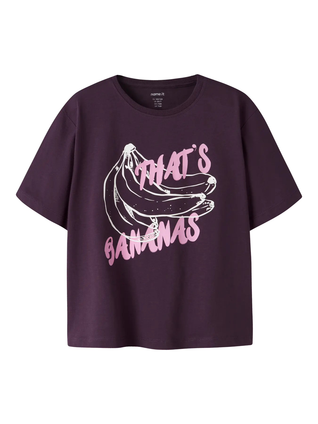 NAME IT meisjes t-shirt paars met that's bananas print - voorkant