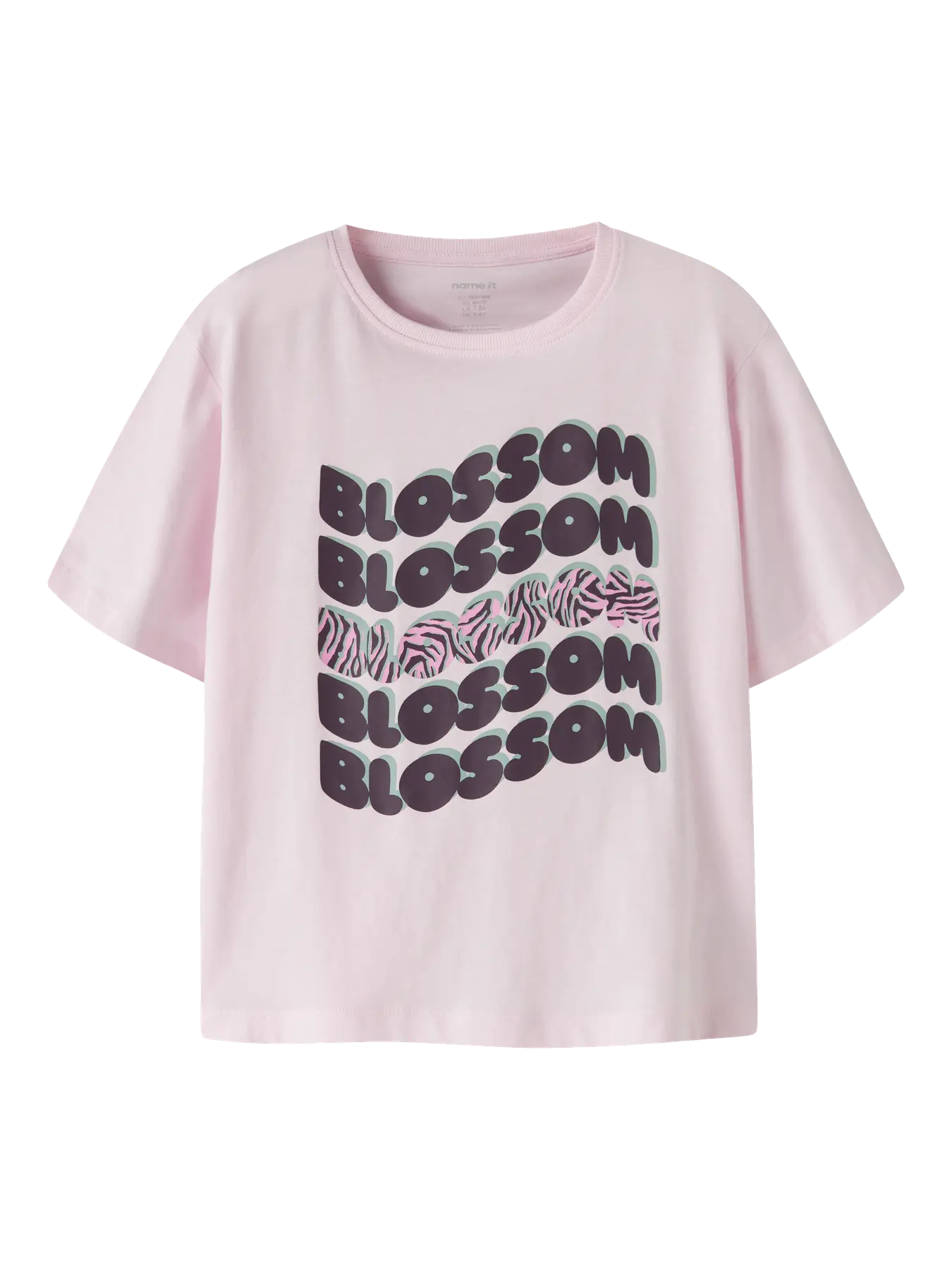 NAME IT meisjes t-shirt Blossom in roze met bloemenprint - voorkant