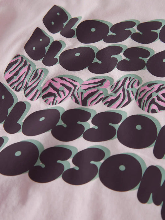 NAME IT meisjes t-shirt Blossom roze - detail bloemenprint