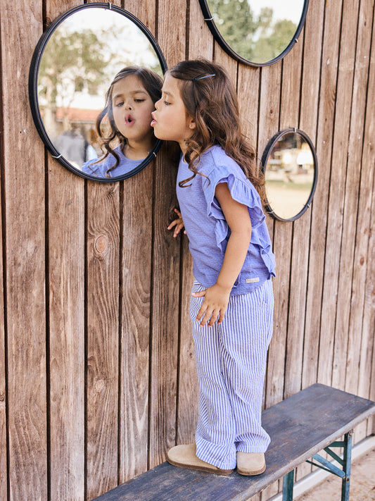 Daily7 broek met strepen en strik - zijaanzicht