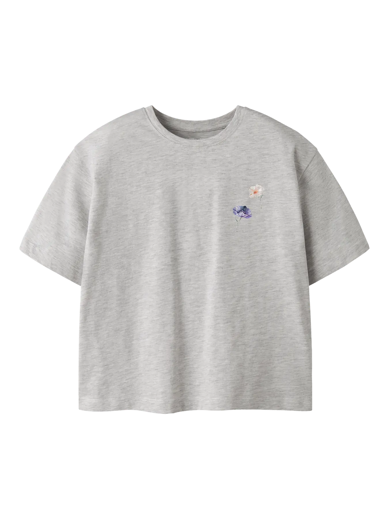NAME IT T-shirt Fresh Bloom grijs meisjes oversized t-shirt met backprint voorkant