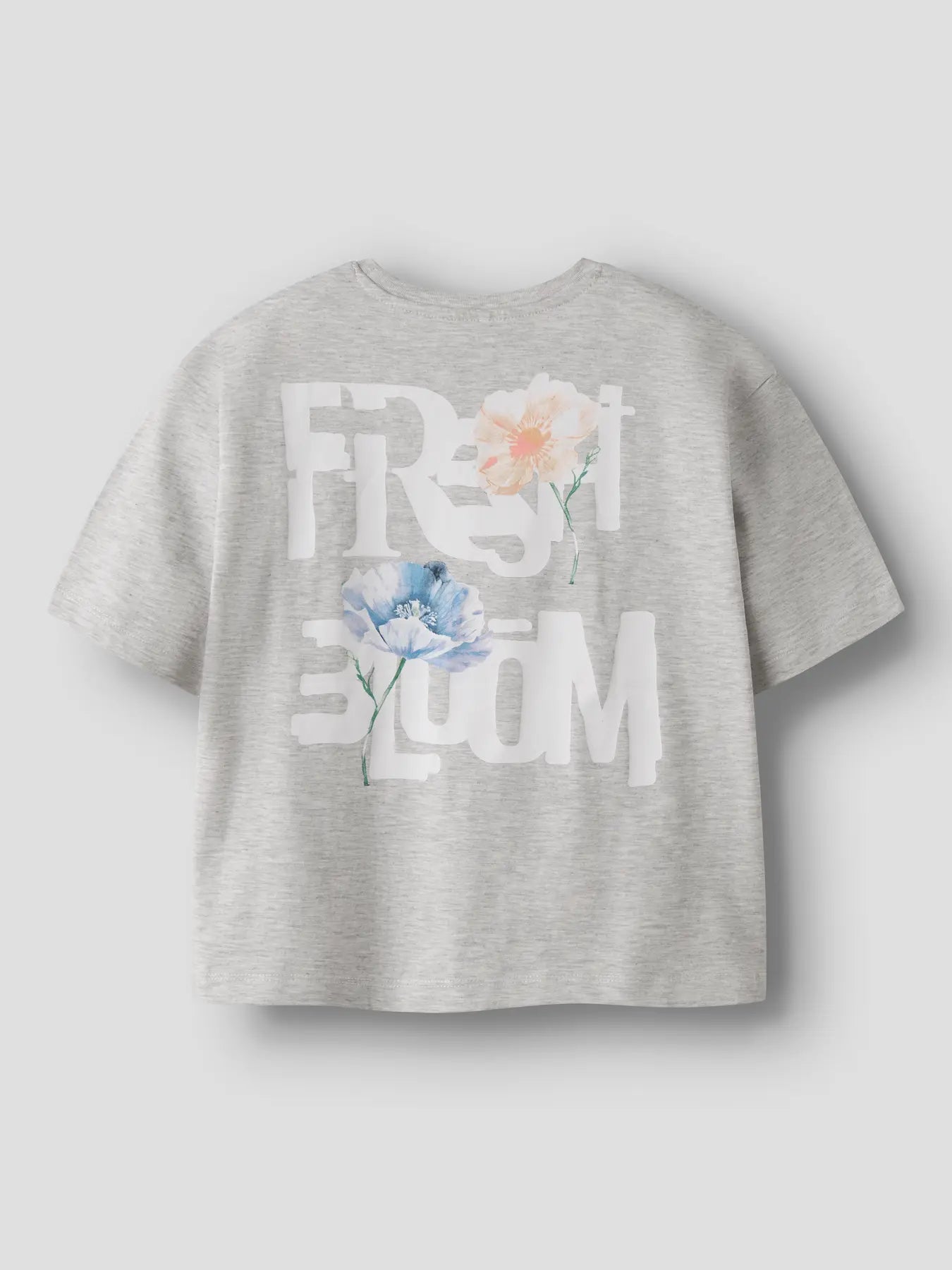 NAME IT T-shirt Fresh Bloom grijs meisjes backprint detail achterkant