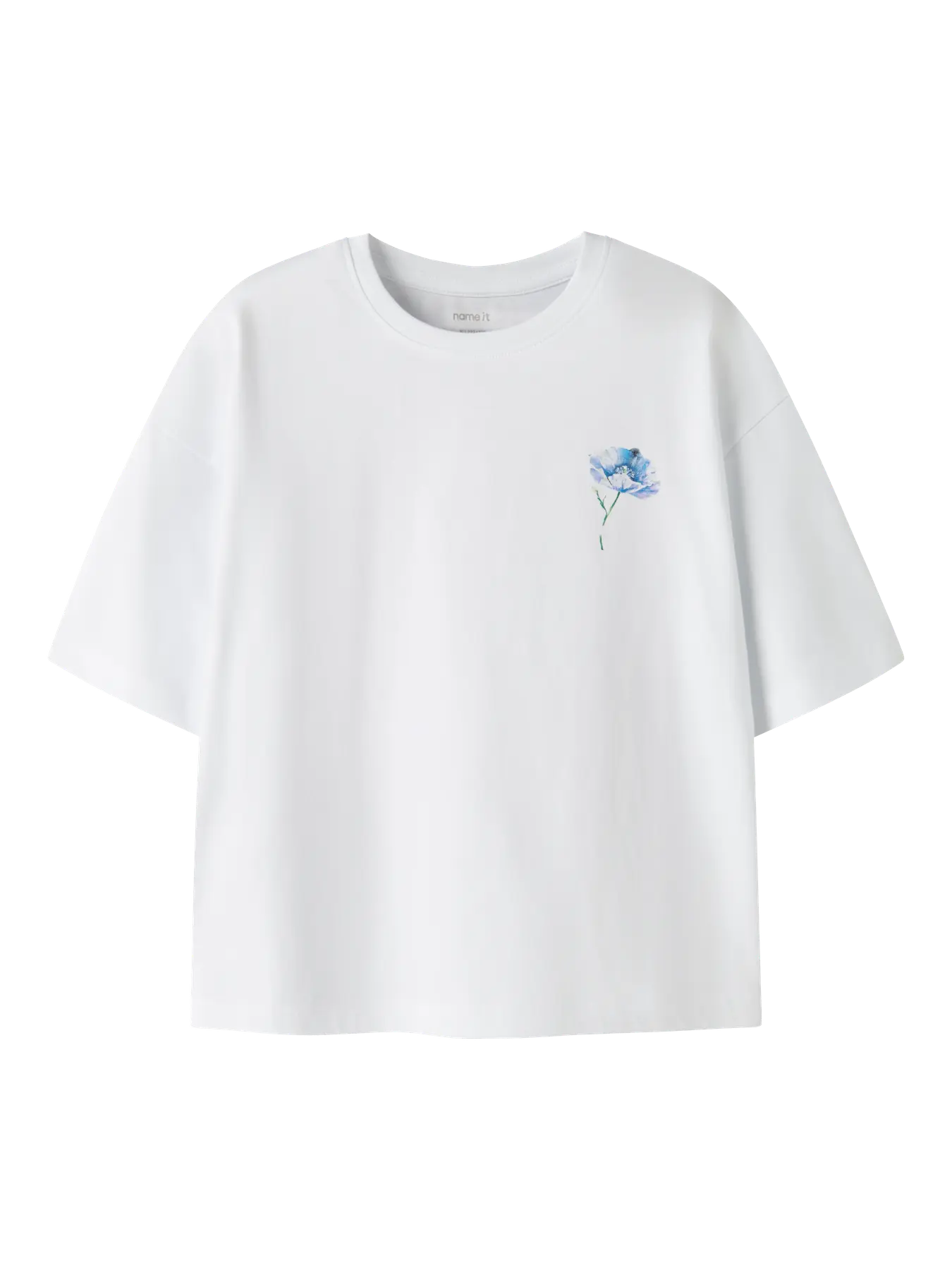 NAME IT meisjes t-shirt Fresh Bloom wit met backprint - oversized pasvorm