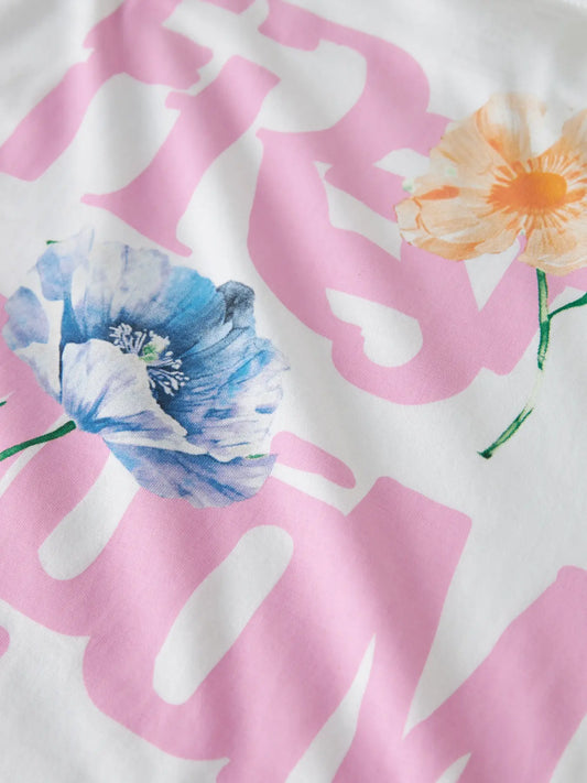 NAME IT wit meisjes t-shirt met Fresh Bloom print op de rug - detail backprint