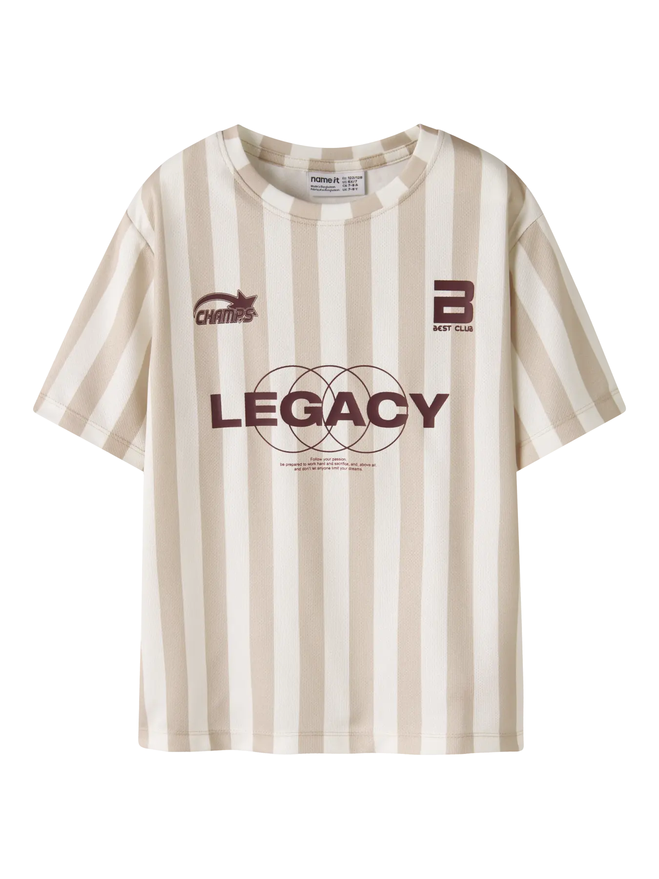 NAME IT jongens t-shirt Soccer Vibes beige gestreept - voetbal shirt voor jongens