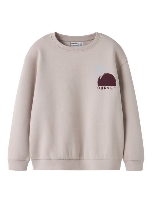 NAME IT Sweater Sunset jongens beige - trui met backprint voorkant