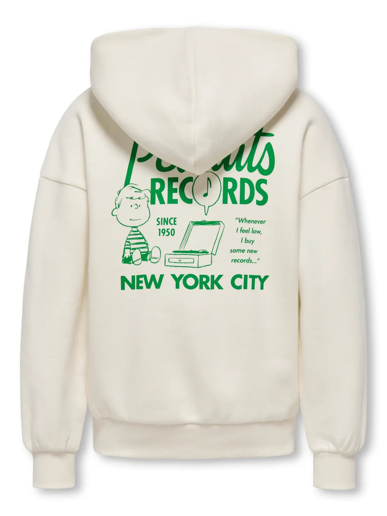 ONLY AND SONS witte hoodie met Peanut Records backprint voor jongens - detail