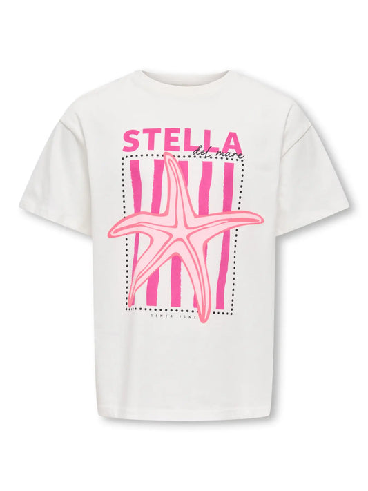 ONLY wit t-shirt met zeester print voor meisjes - voorkant