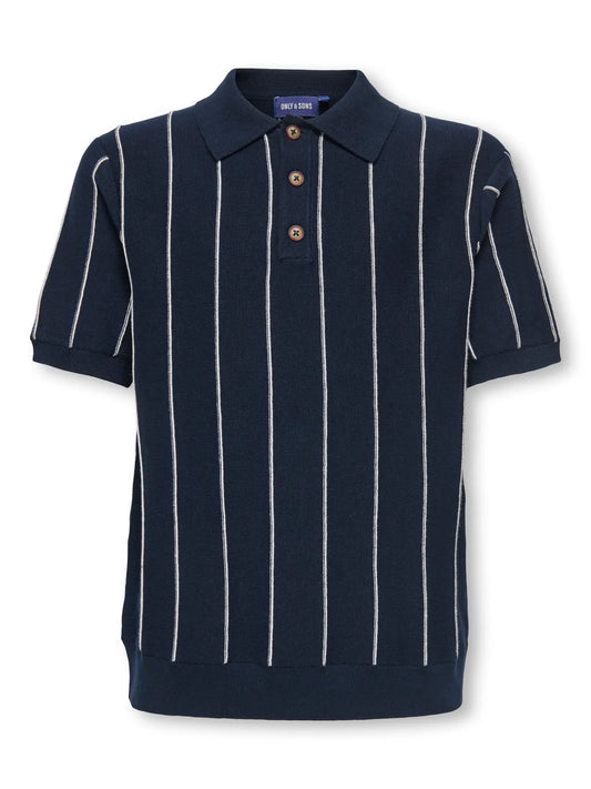 ONLY AND SONS blauwe polo shirt voor jongens - voorkant met kraag en knoopsluiting