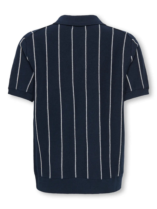 ONLY AND SONS blauwe polo shirt jongens - achterkant en materiaal detail