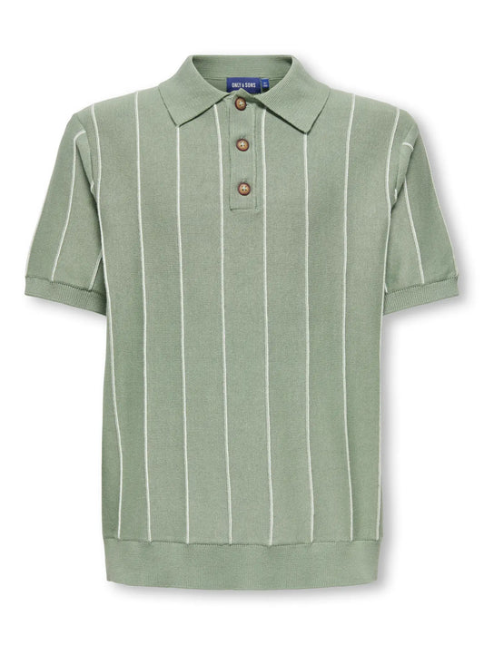 ONLY AND SONS groene polo shirt voor jongens - voorkant met kraag en knoopsluiting