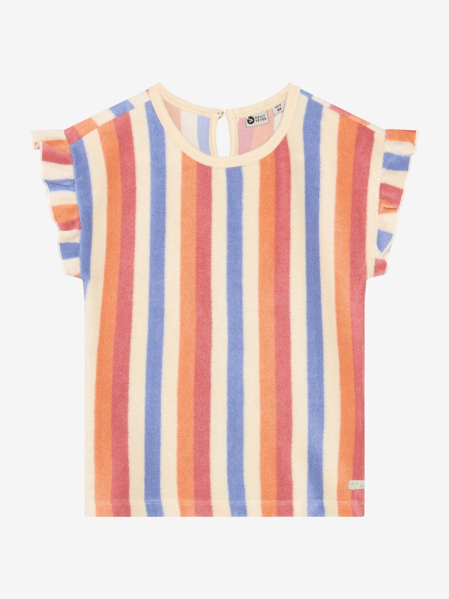 DAILY7 badstof T-shirt gestreept voor meisjes - voorkant