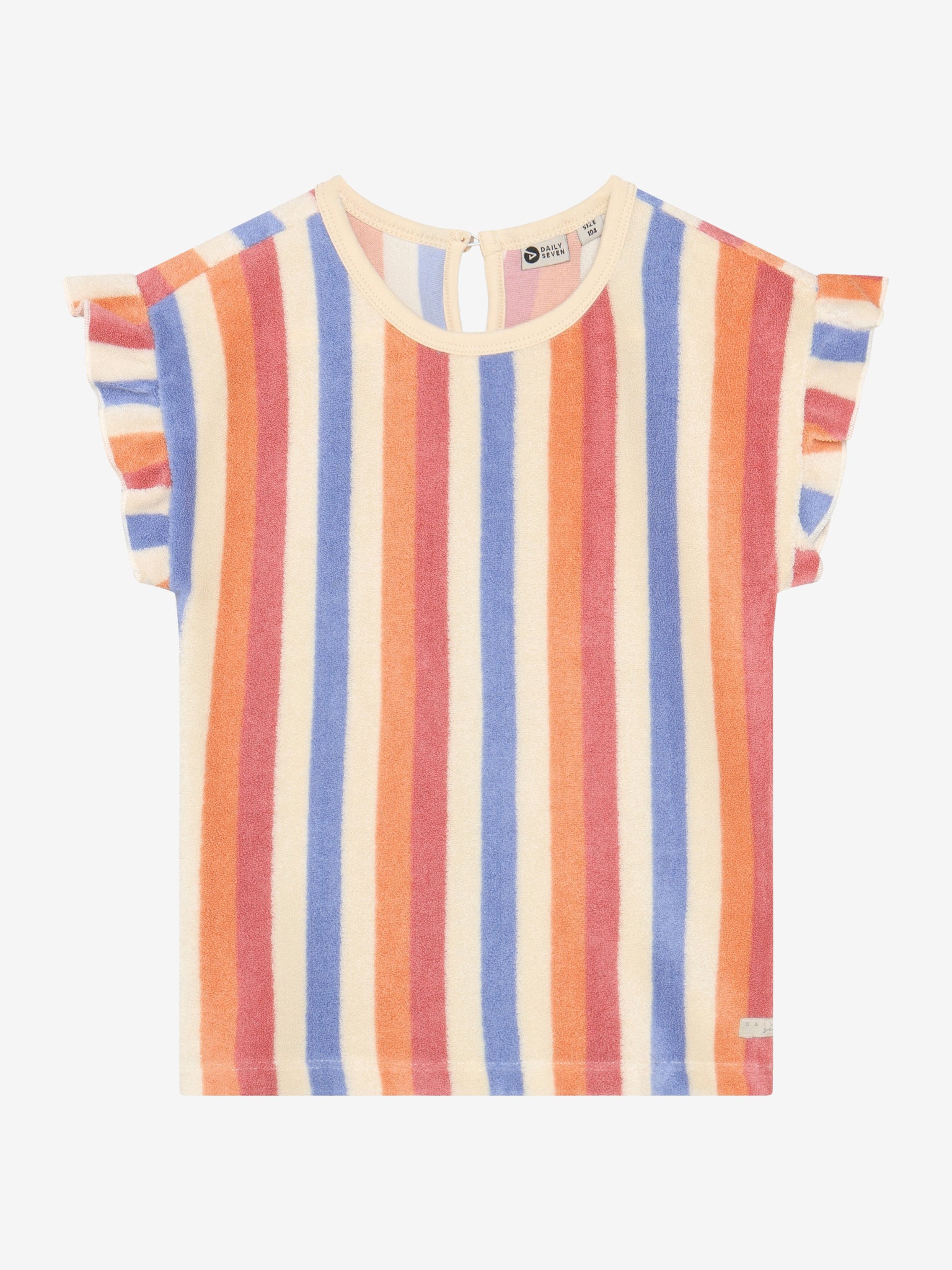 DAILY7 badstof T-shirt gestreept voor meisjes - voorkant