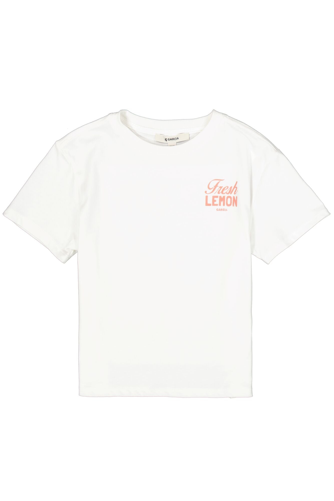 GARCIA wit meisjes T-shirt met kleurrijke lemon backprint - voorkant