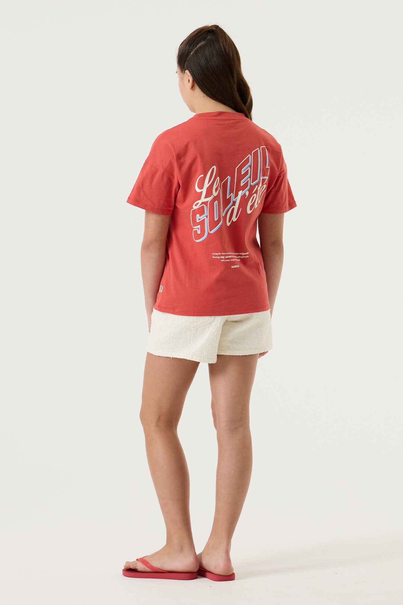 GARCIA meisjes short in offwhite twill stof, achterkant