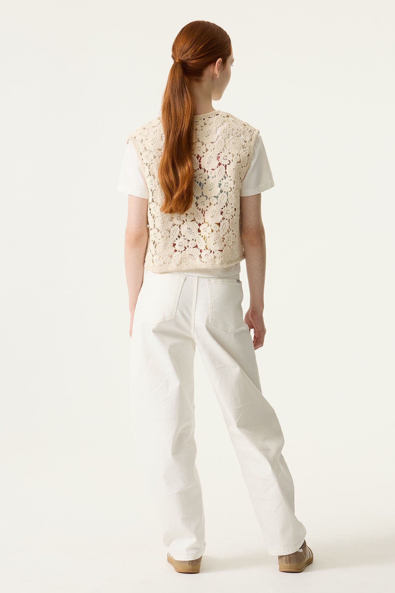 GARCIA meisjes gilet geborduurd ecru - achterkant