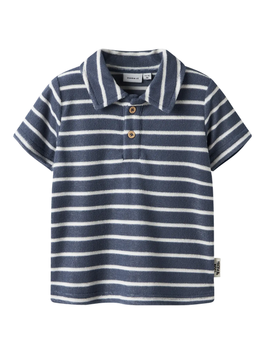 NAME IT Terry polo gestreept jongens poloshirt voorkant