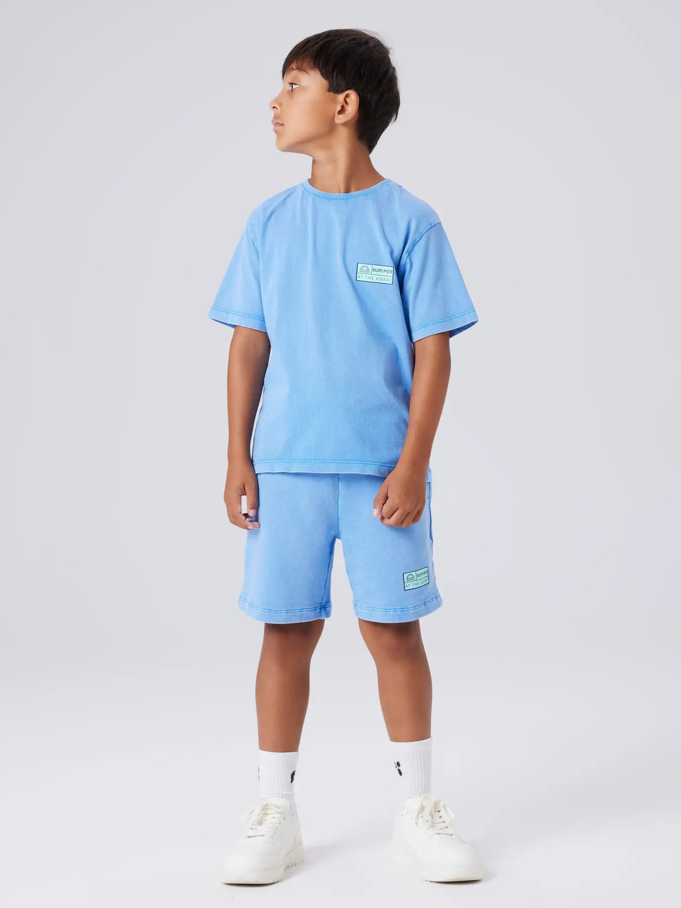 NAME IT jongens t-shirt blauw - zijkant met Summer coast opdruk