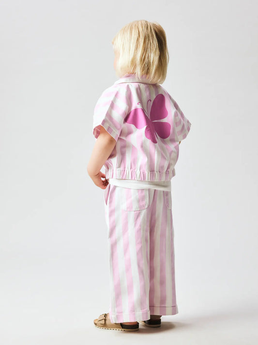 NAME IT meisjes vest gestreept roze - achterkant met print detail