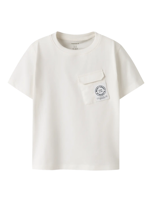 NAME IT Jongens T-shirt Wit - Pocket Detail - voorkant