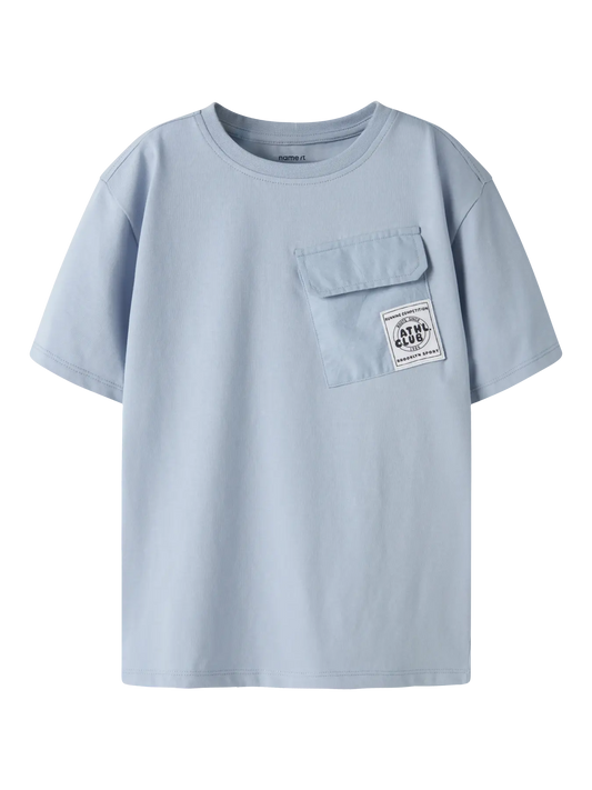 NAME IT Jongens T-shirt Blauw - Pocket Detail - voorkant