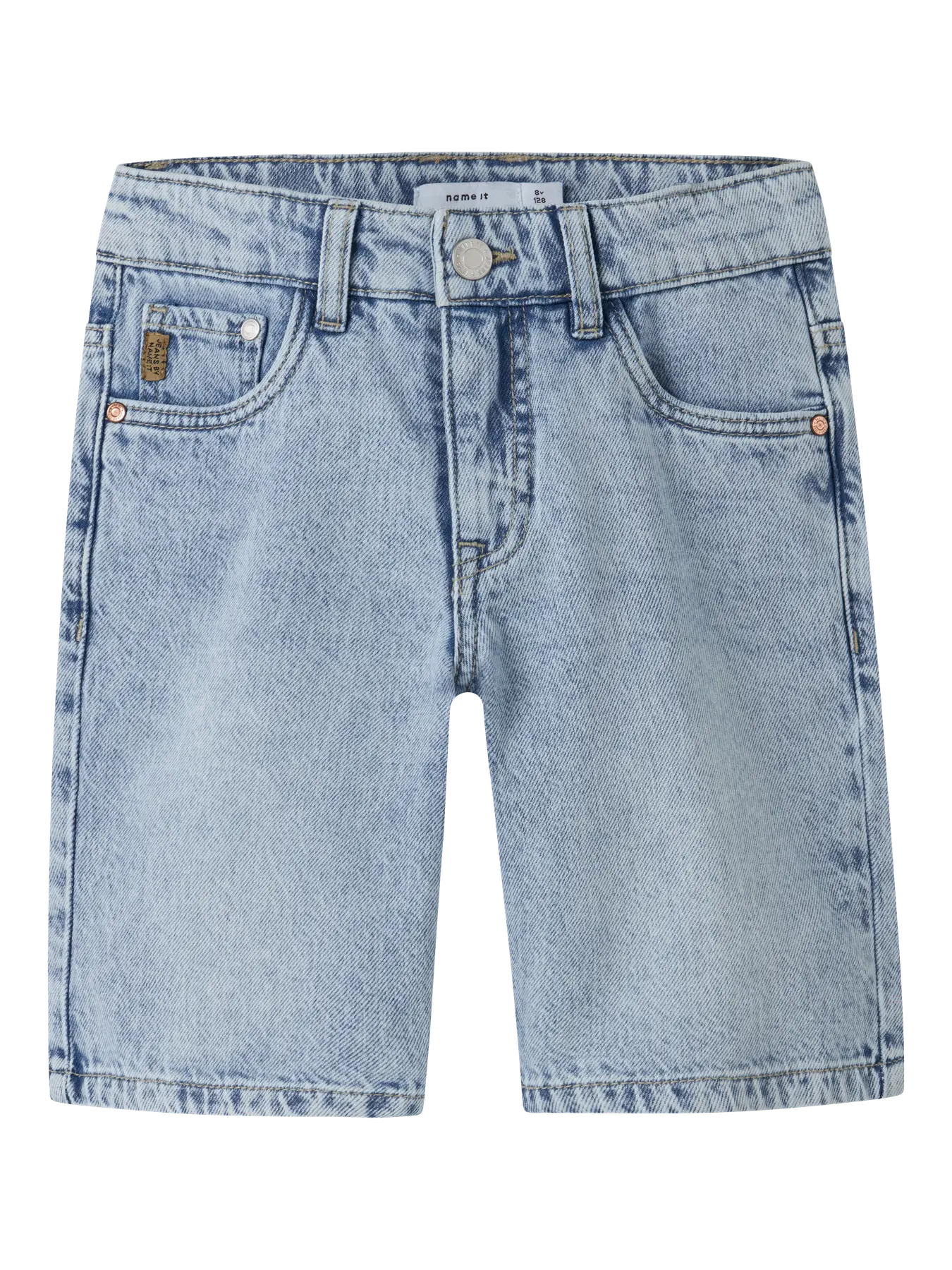 NAME IT Jongens Jeans Short - Light Blue Bleached Denim - voorkant