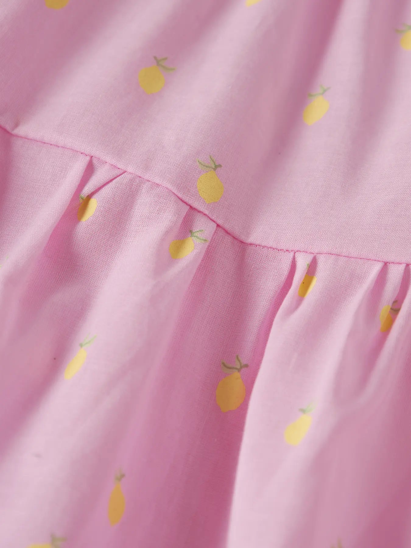 NAME IT Roze Meisjes jurk - Citroen print - close up