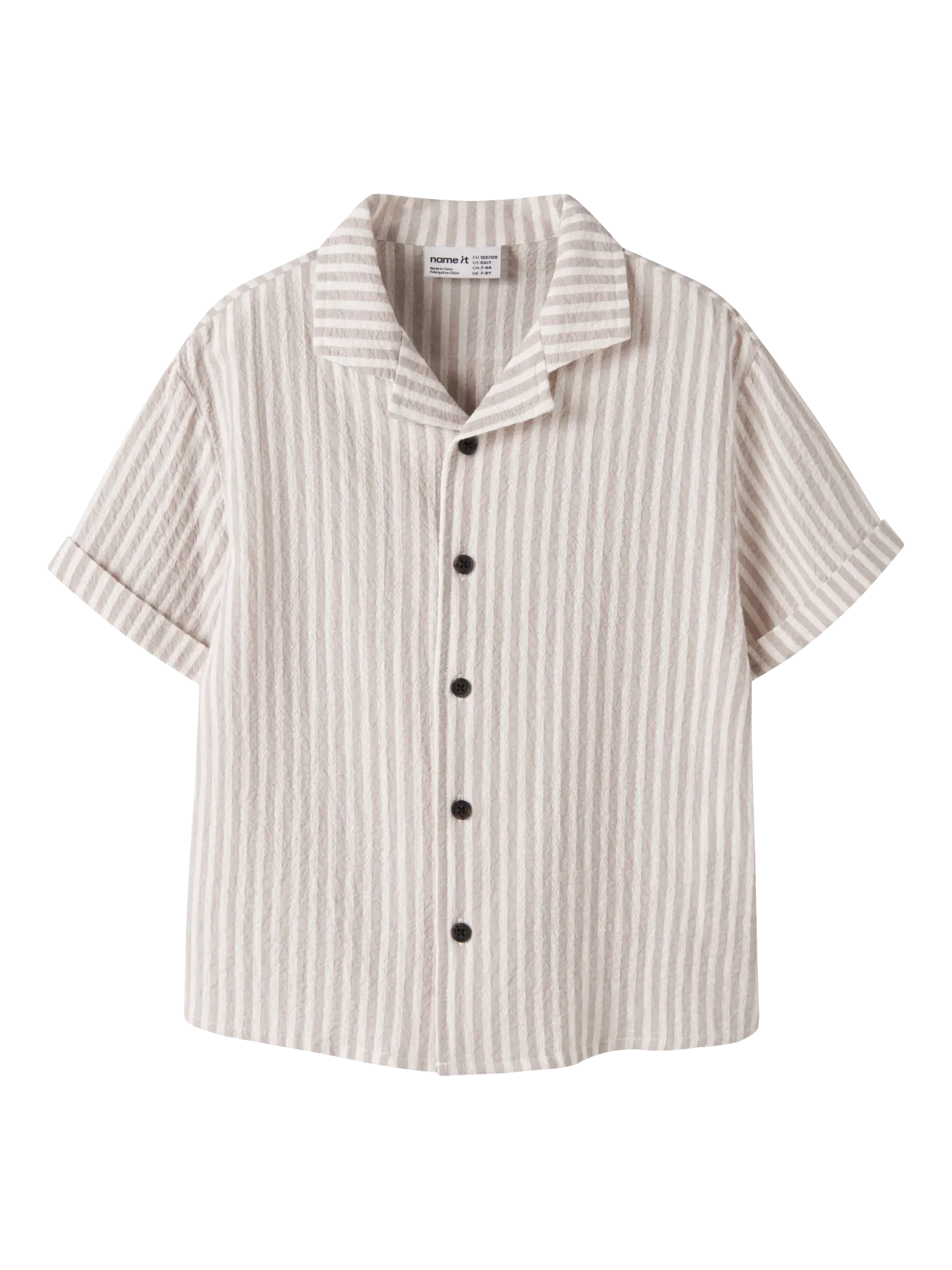 NAME IT Jongens Gestreept Shirt - Creme - voorkant