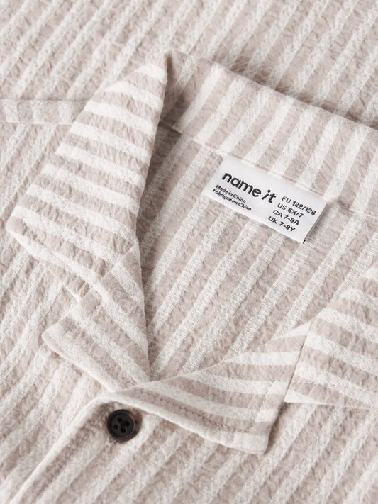 NAME IT Jongens Gestreept Shirt - Creme - detail