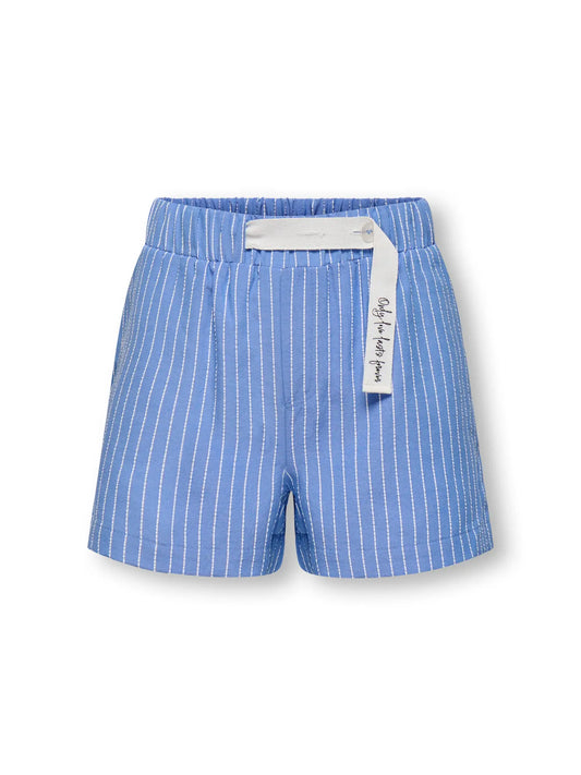 ONLY Cosmo Shorts - Gestreepte Meisjesshort Blauw - voorkant