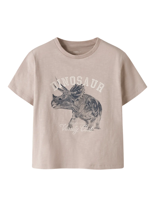 NAME IT Jongens T-shirt Dino - Chateau Gray - voorkant