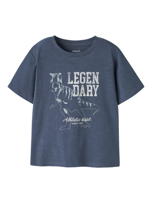 NAME IT Jongens T-shirt Dino - Vintage Indigo - voorkant