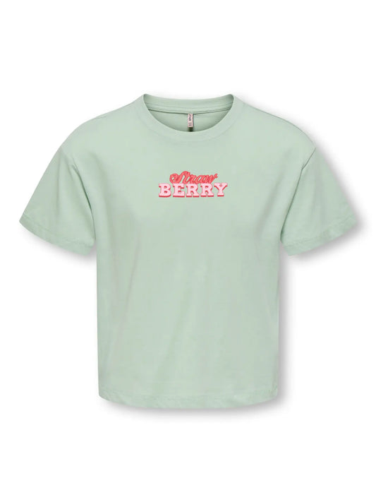 ONLY Printed Top Meisjes Aqua foam - Groen T-shirt met Print