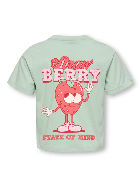 ONLY Printed Top Meisjes Aqua foam - Groen T-shirt met Print