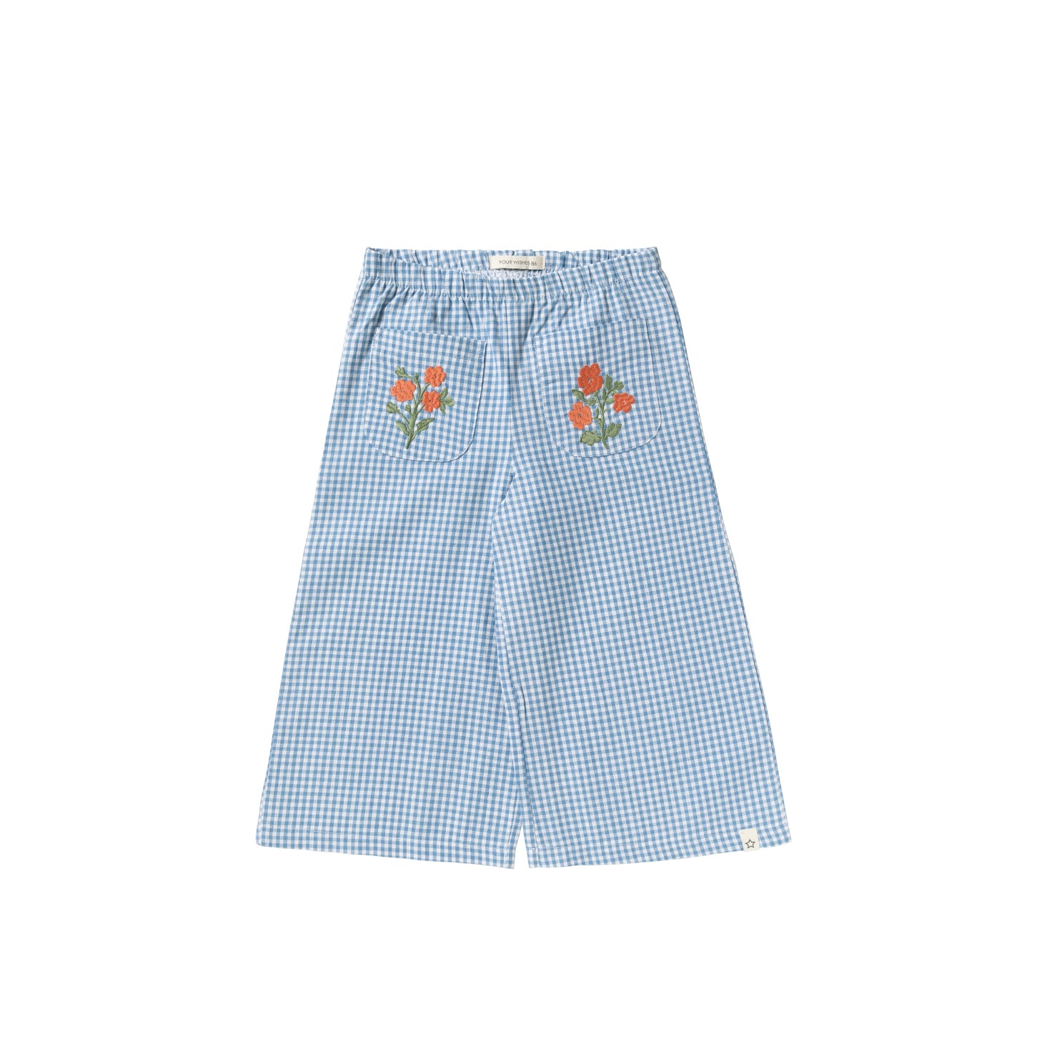 YOUR WISHES Wide Leg Meisjes Broek - Vichy Blue - voorkant