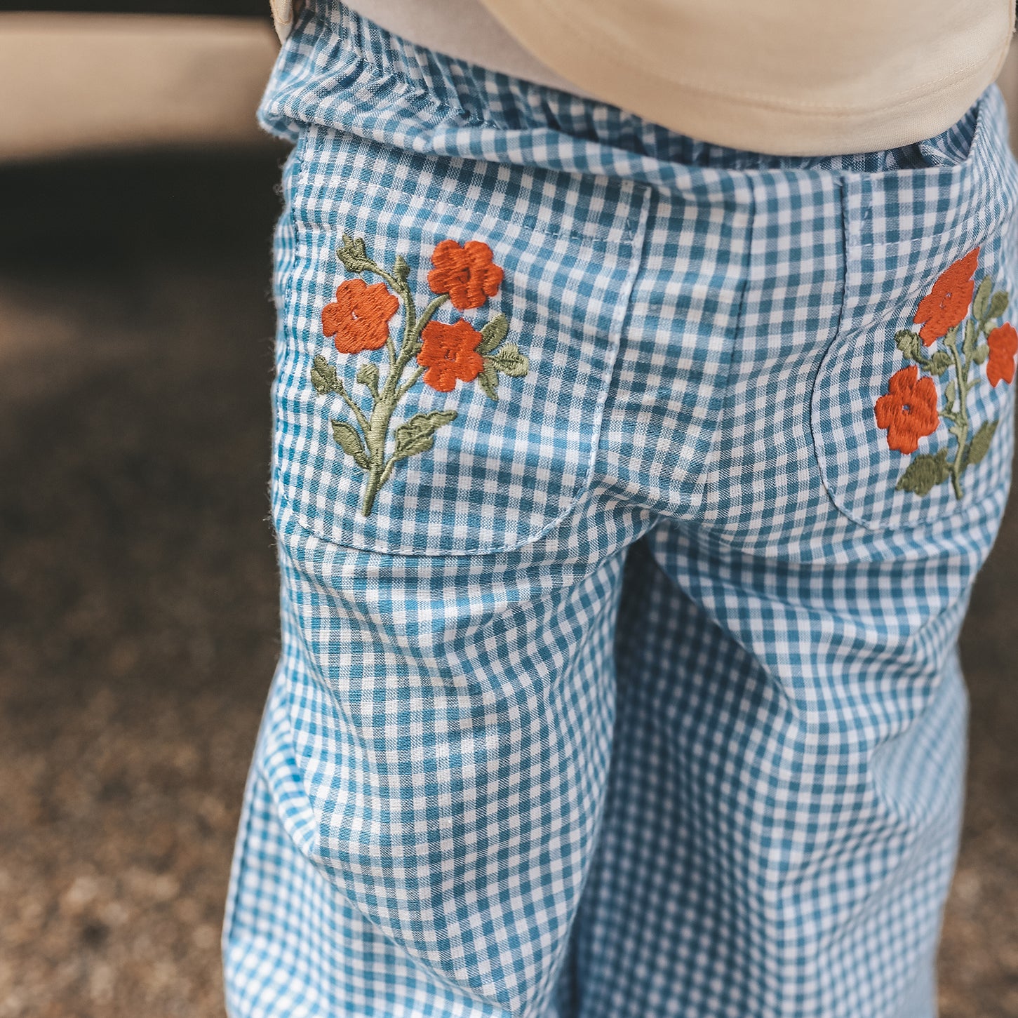 YOUR WISHES Wide Leg Meisjes Broek - Vichy Blue - detail