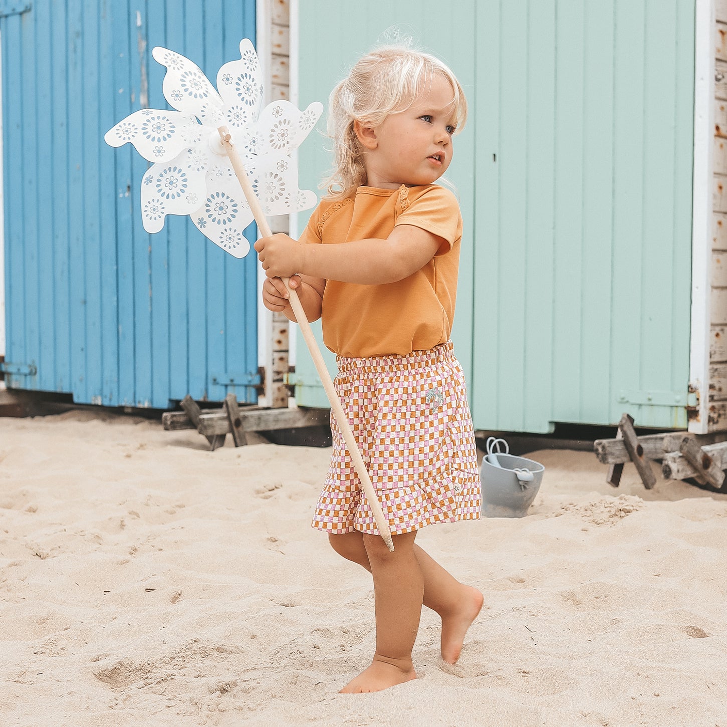 YOUR WISHES Mini Check Wide Shorts - styling