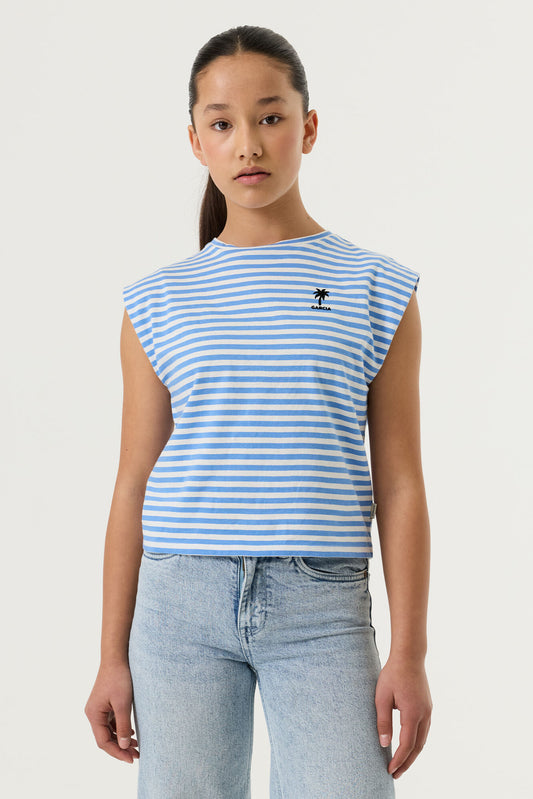 GARCIA Meisjes T-shirt – Pacific Blue Gestreept