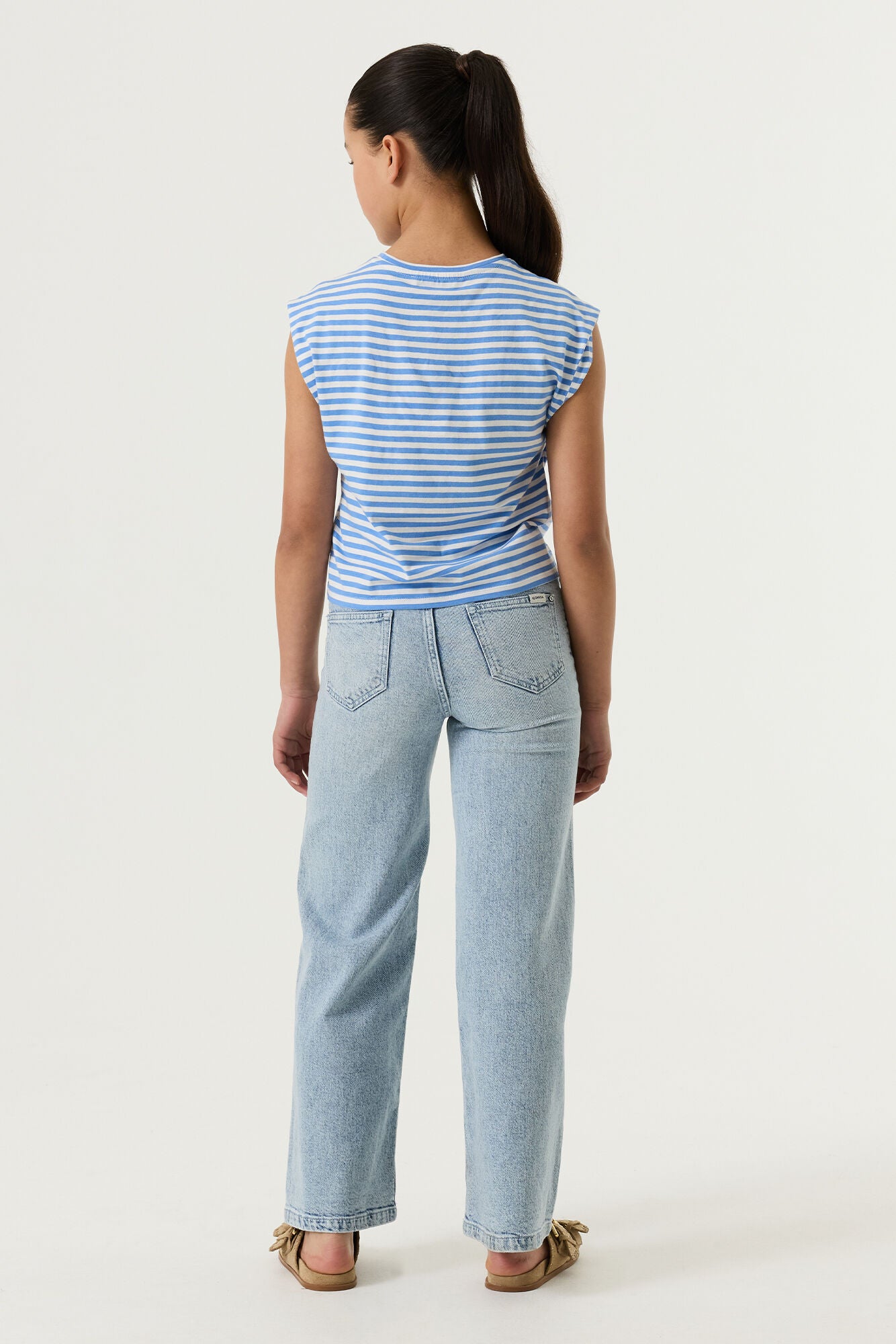 GARCIA Meisjes T-shirt – Pacific Blue Gestreept