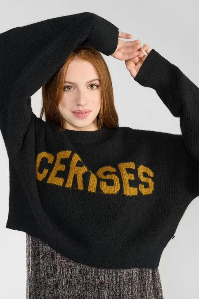 Le Temps des Cerises Crop Sweater - Zwart