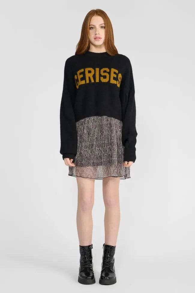 Le Temps des Cerises Crop Sweater - Zwart