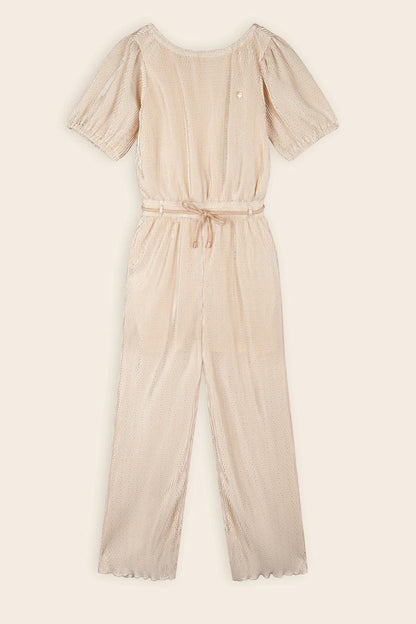 Geprinte Plissee Jumpsuit Licht Goud