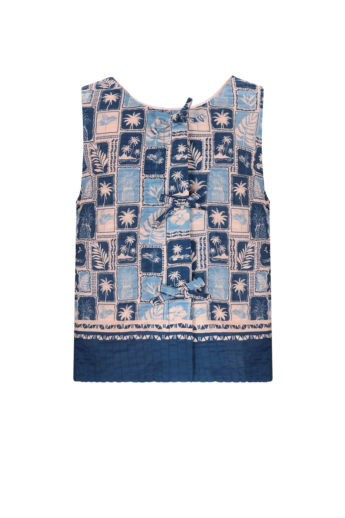 NONO all-over print top ensign blue - achterkant mouwloos meisjesshirt