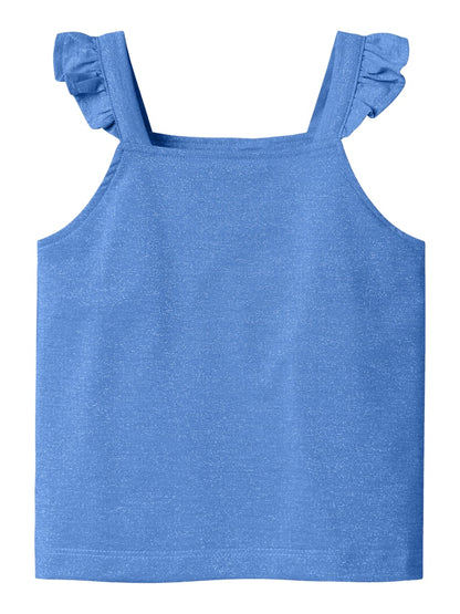 TOP MET GLITTER BLAUW