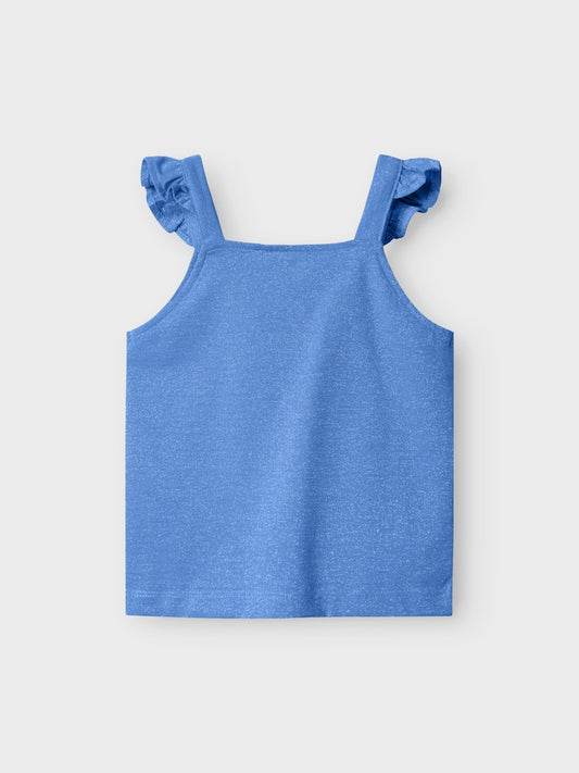 TOP MET GLITTER BLAUW