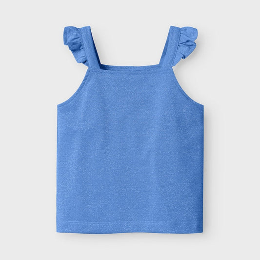 TOP MET GLITTER BLAUW